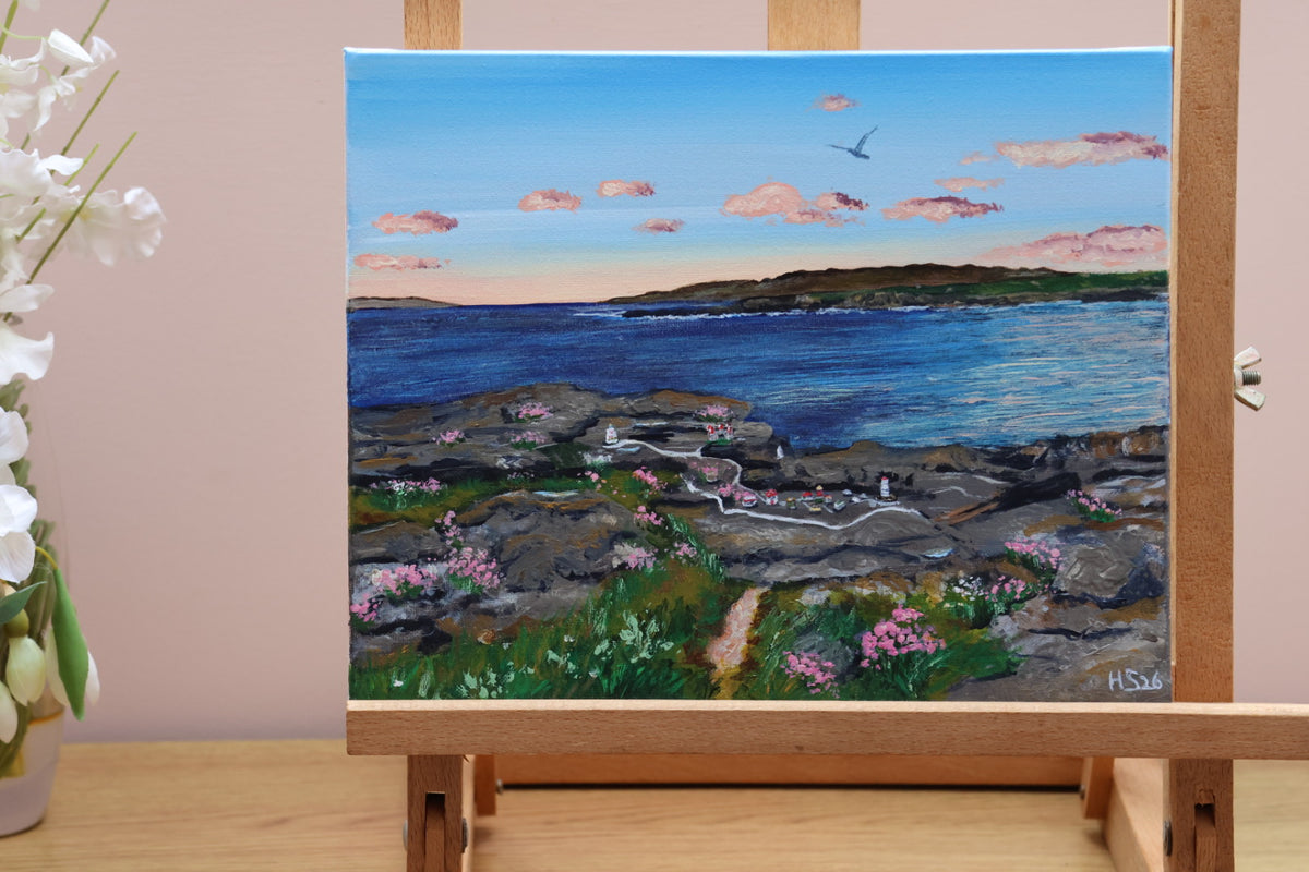 Original Irish Landscape Painting - Portnoo Harbour 'Sea Pinks Sunset'