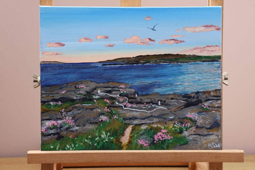 Original Irish Landscape Painting - Portnoo Harbour 'Sea Pinks Sunset'