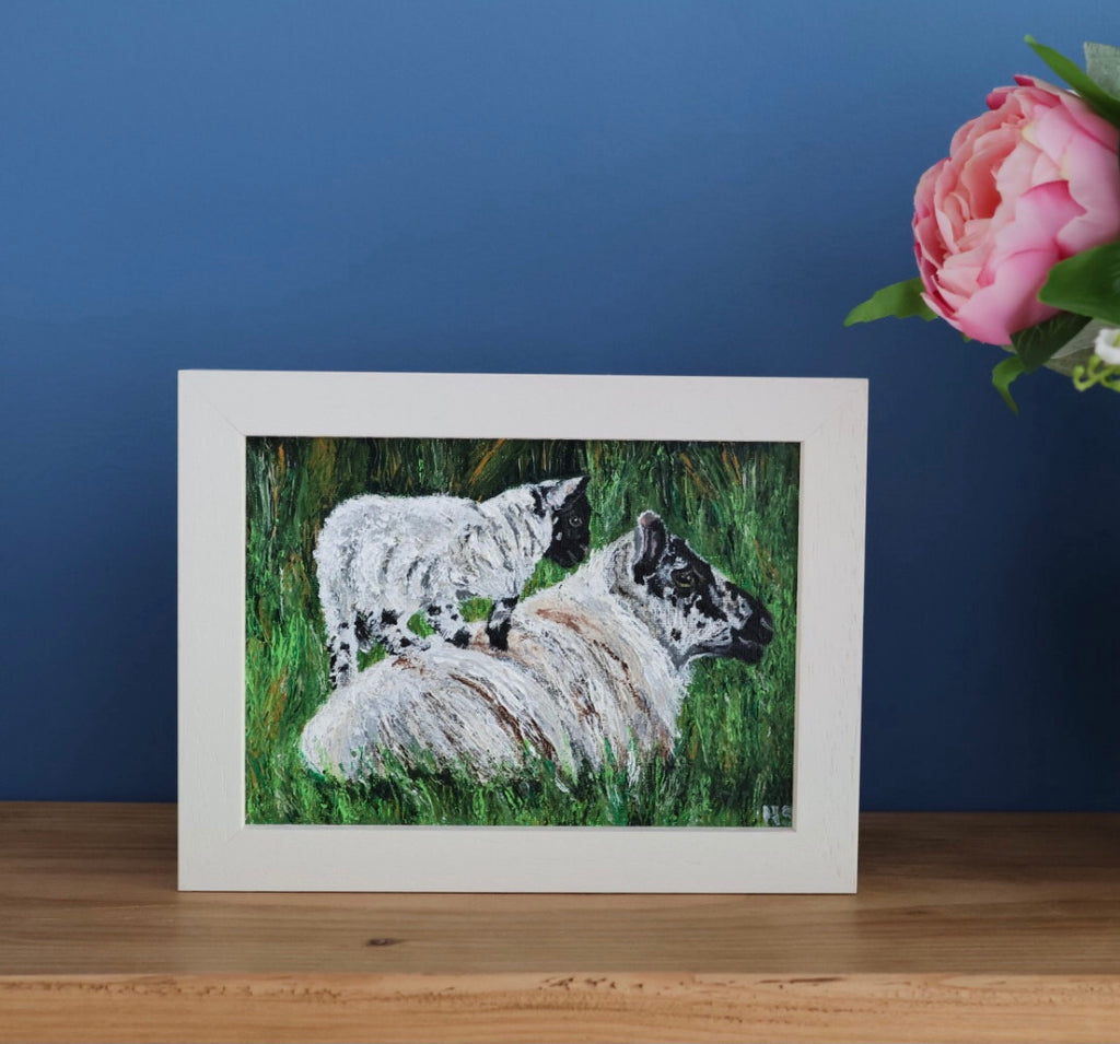 Original 7” x 5” acrylic painting “What Ewe Doing?”