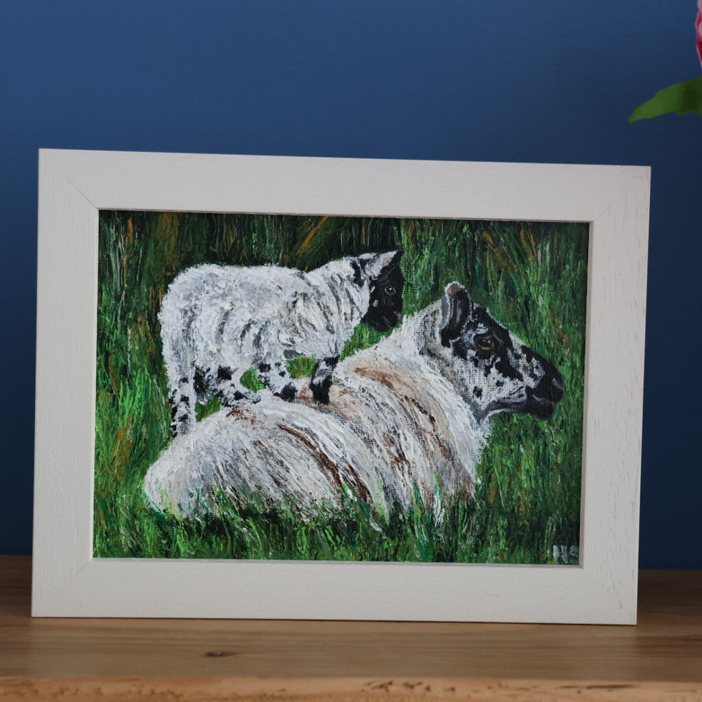 Original 7” x 5” acrylic painting “What Ewe Doing?”