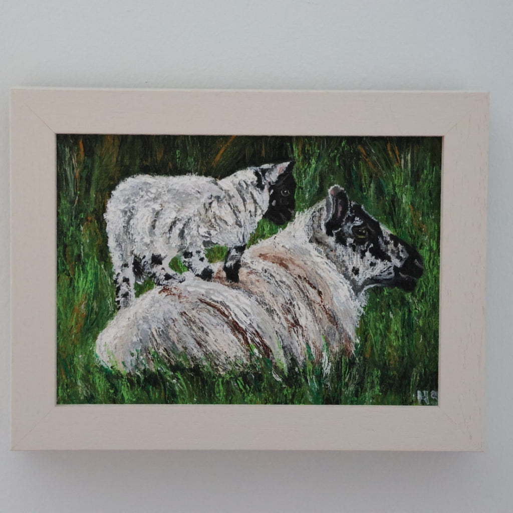 Original 7” x 5” acrylic painting “What Ewe Doing?”