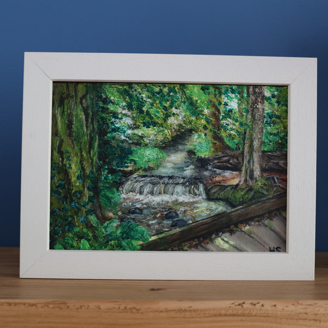 Original 7” x 5” acrylic painting “Eel House Bridge Florence Court”