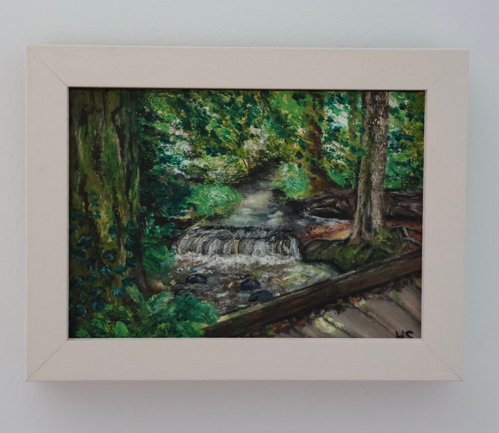 Original 7” x 5” acrylic painting “Eel House Bridge Florence Court”