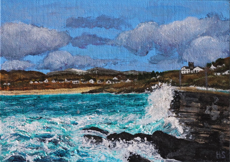 Original 7” x 5” acrylic painting “Portnoo Harbour High Tide’