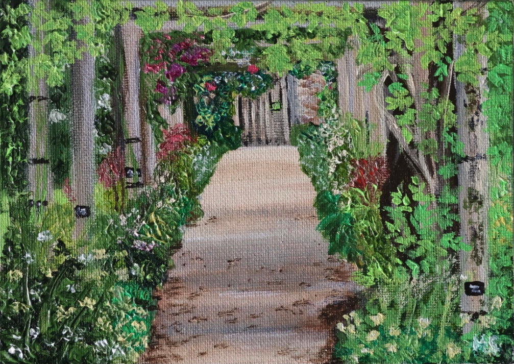 Original 7” x 5” Acrylic Painting “Florence Court Walled Garden”