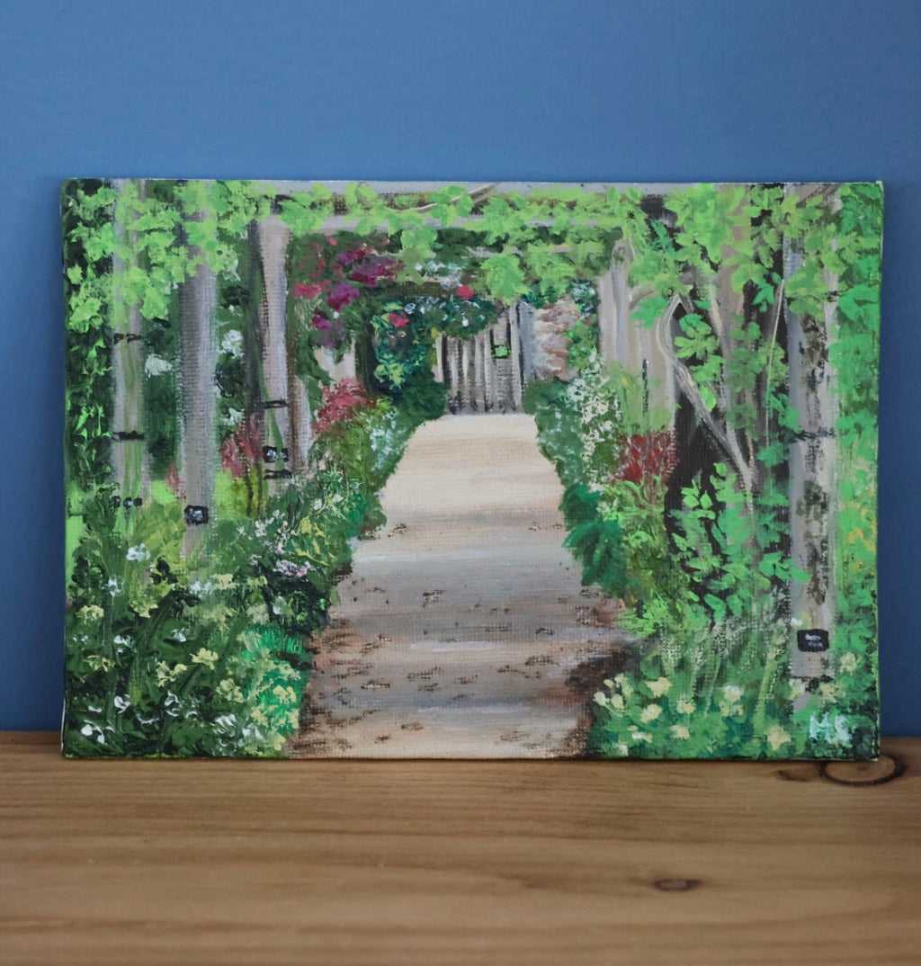 Original 7” x 5” Acrylic Painting “Florence Court Walled Garden”