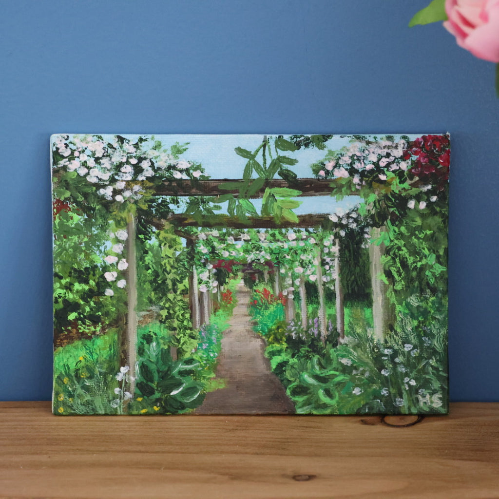 Original 7” x 5” Acrylic Painting “Walled Garden Path Florence Court”