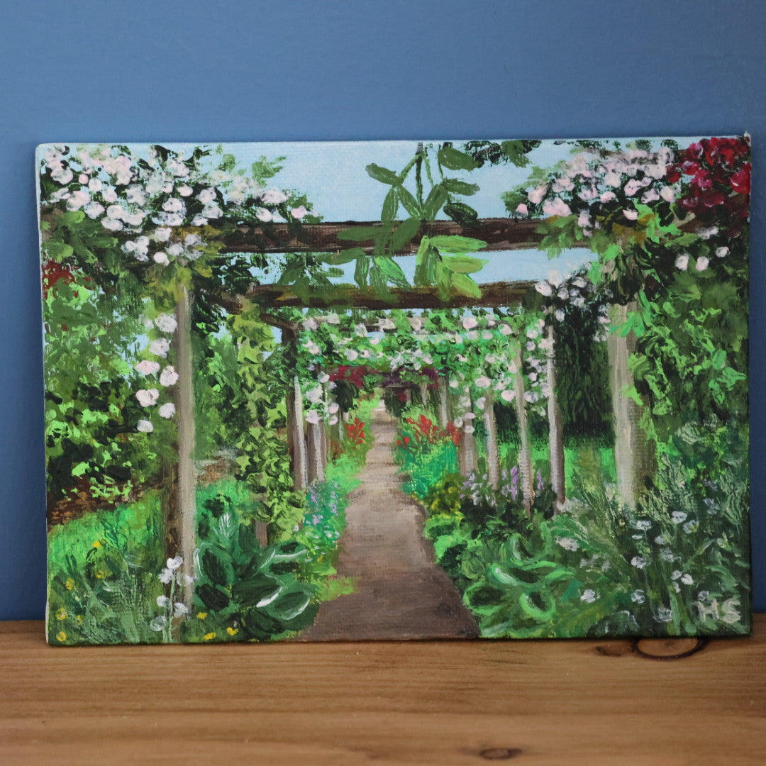 Original 7” x 5” Acrylic Painting “Walled Garden Path Florence Court”