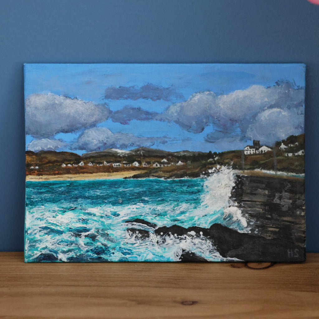 Original 7” x 5” acrylic painting “Portnoo Harbour High Tide’