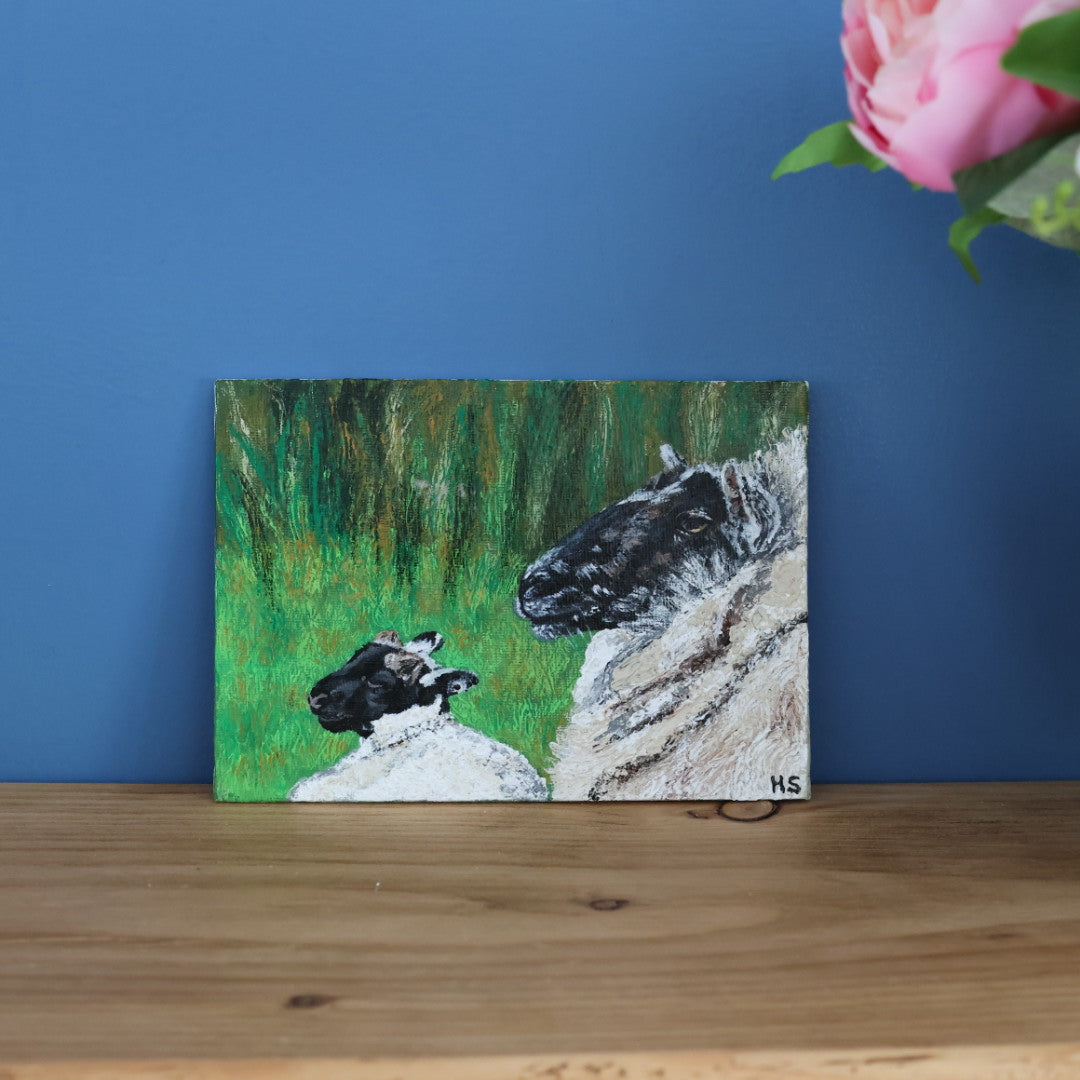 Original 7” x 5” Acrylic Painting “Fermanagh Ewe and Lamb”