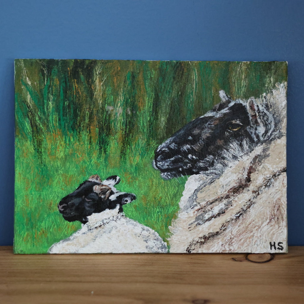Original 7” x 5” Acrylic Painting “Fermanagh Ewe and Lamb”