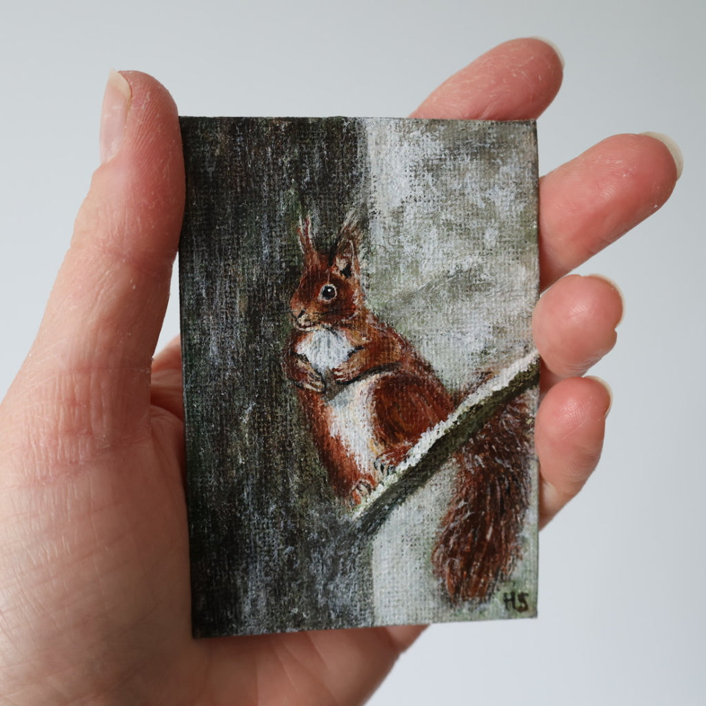 Original Mini Acrylic Painting ‘Red Squirrel Portrait’