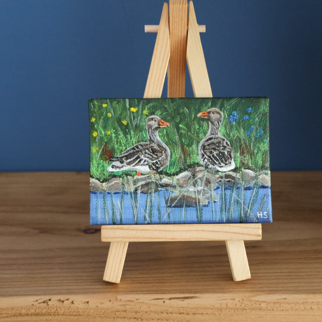 Original Mini Acrylic Painting ‘Greylag Geese’