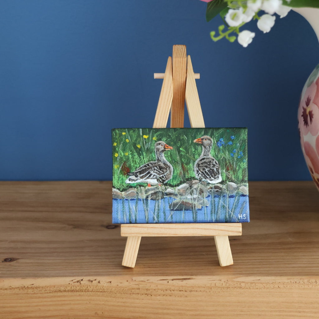 Original Mini Acrylic Painting ‘Greylag Geese’