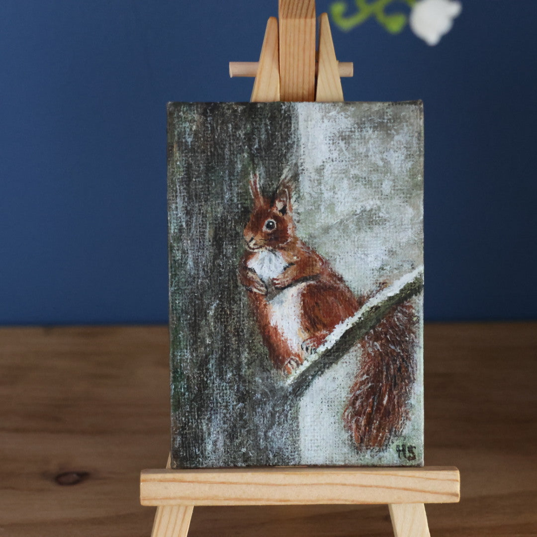 Original Mini Acrylic Painting ‘Red Squirrel Portrait’
