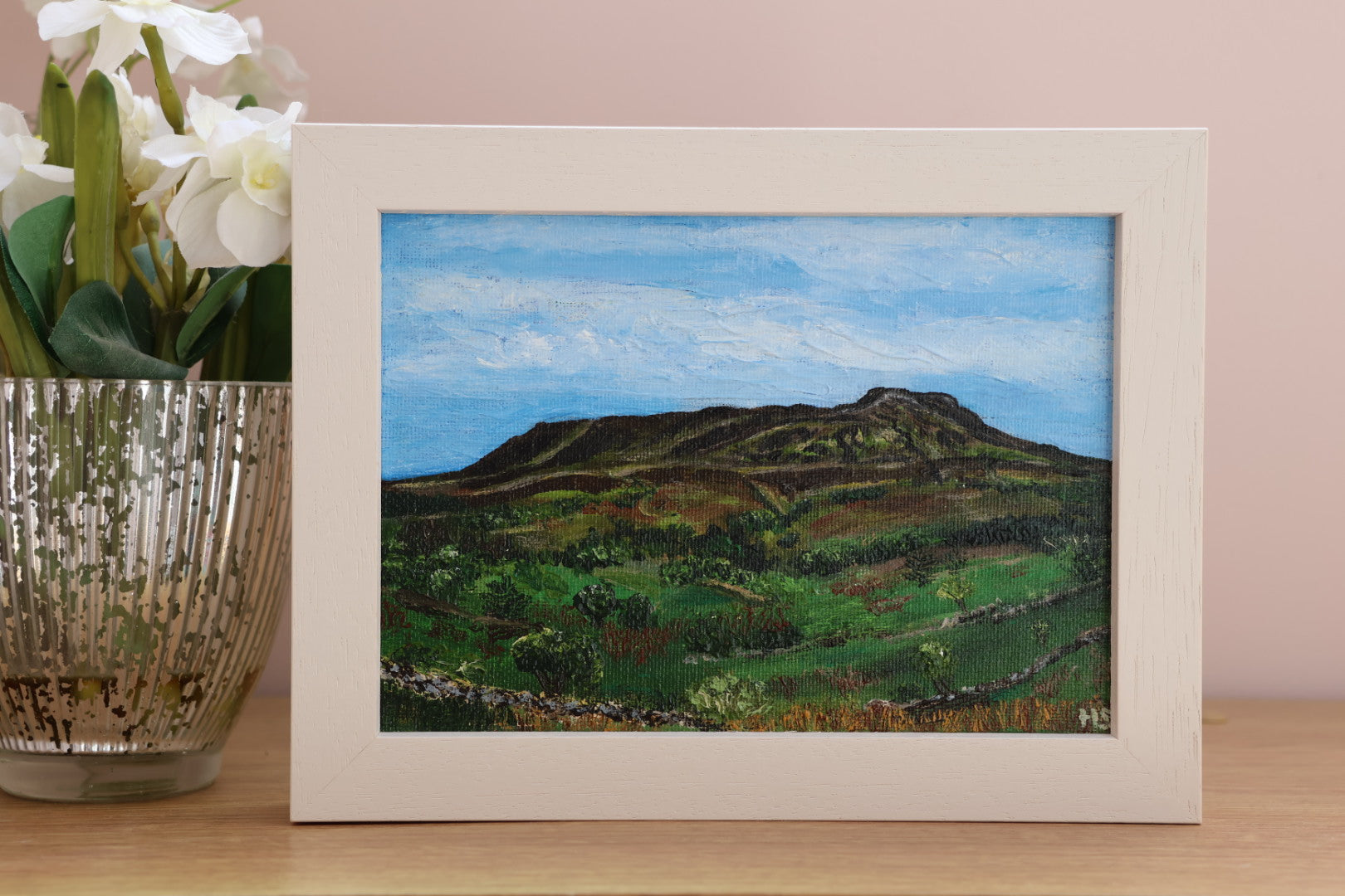 Original 7” x 5” acrylic painting “Cuilagh from Cavan Burren”