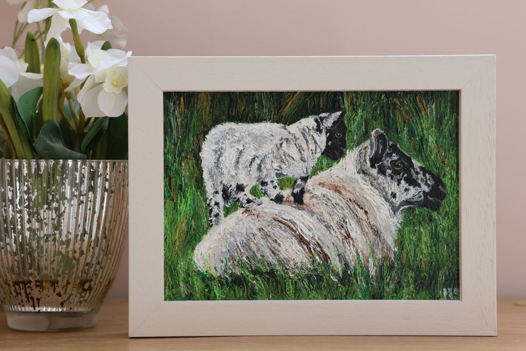 Original 7” x 5” acrylic painting “What Ewe Doing?”