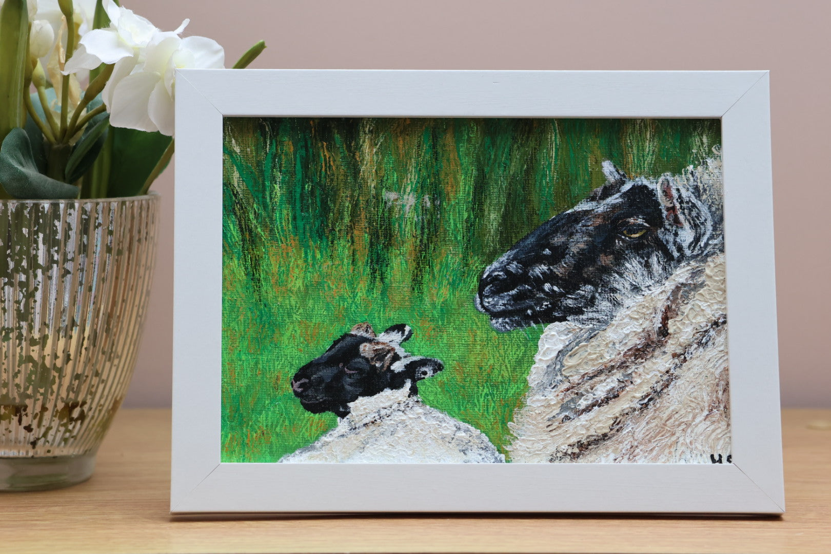 Original 7” x 5” Acrylic Painting “Fermanagh Ewe and Lamb”