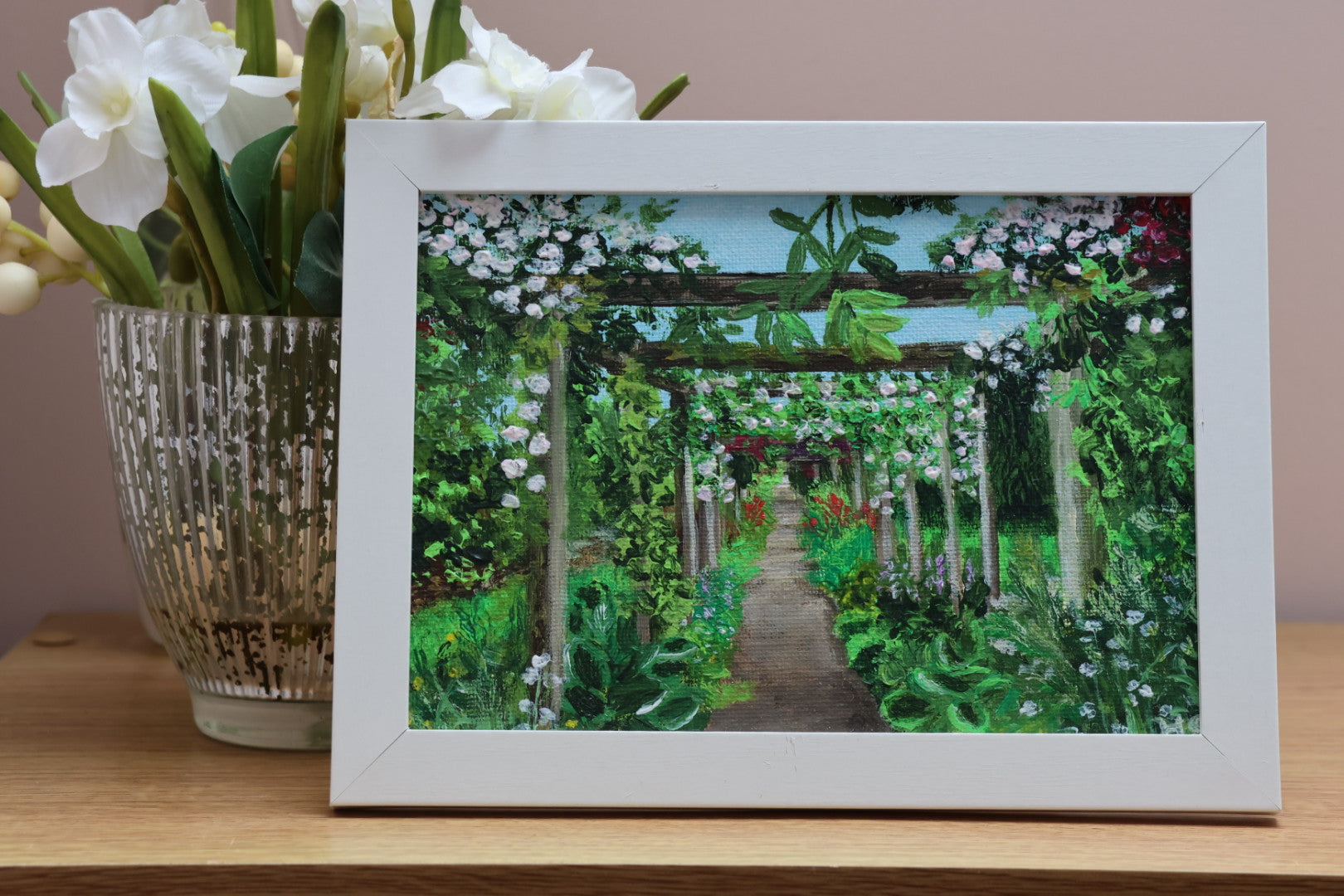 Original 7” x 5” Acrylic Painting “Walled Garden Path Florence Court”