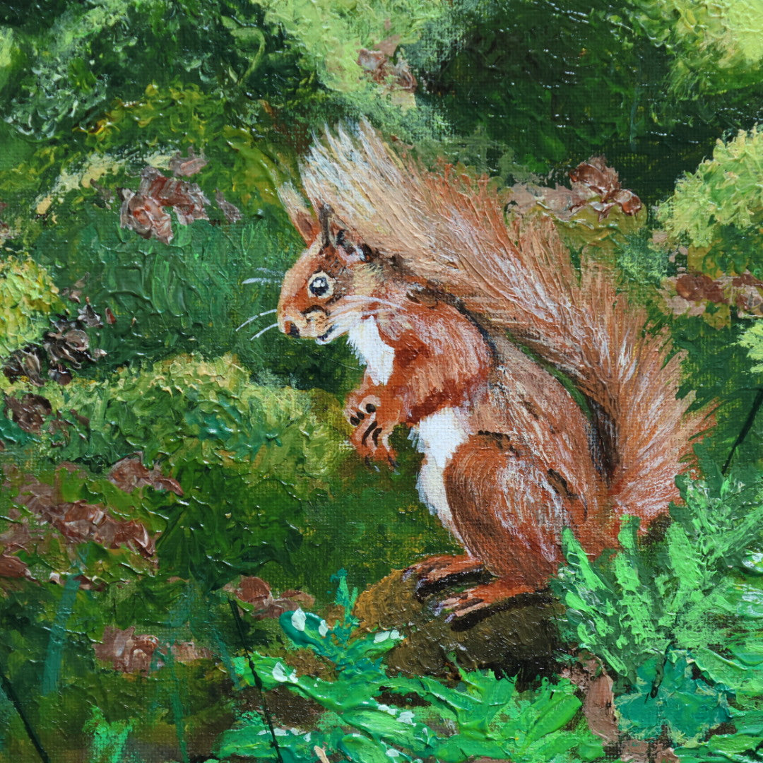 Violet and Wood Sorrel Red Squirrels Print