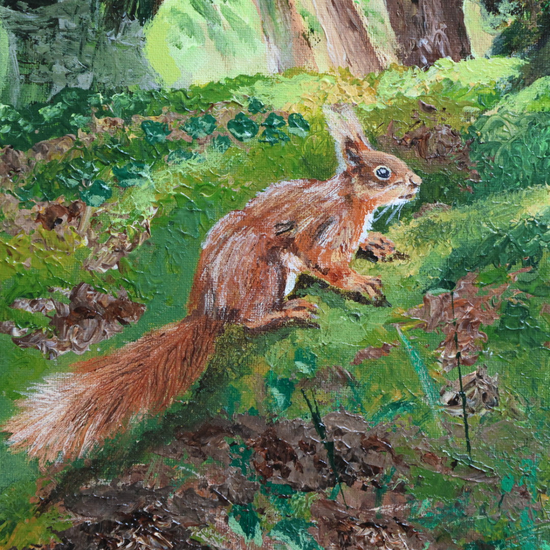 Violet and Wood Sorrel Red Squirrels Print