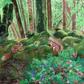 Violet and Wood Sorrel Red Squirrels Print