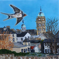 Enniskillen Town Hall Swallow Hand Embellished Canvas Print