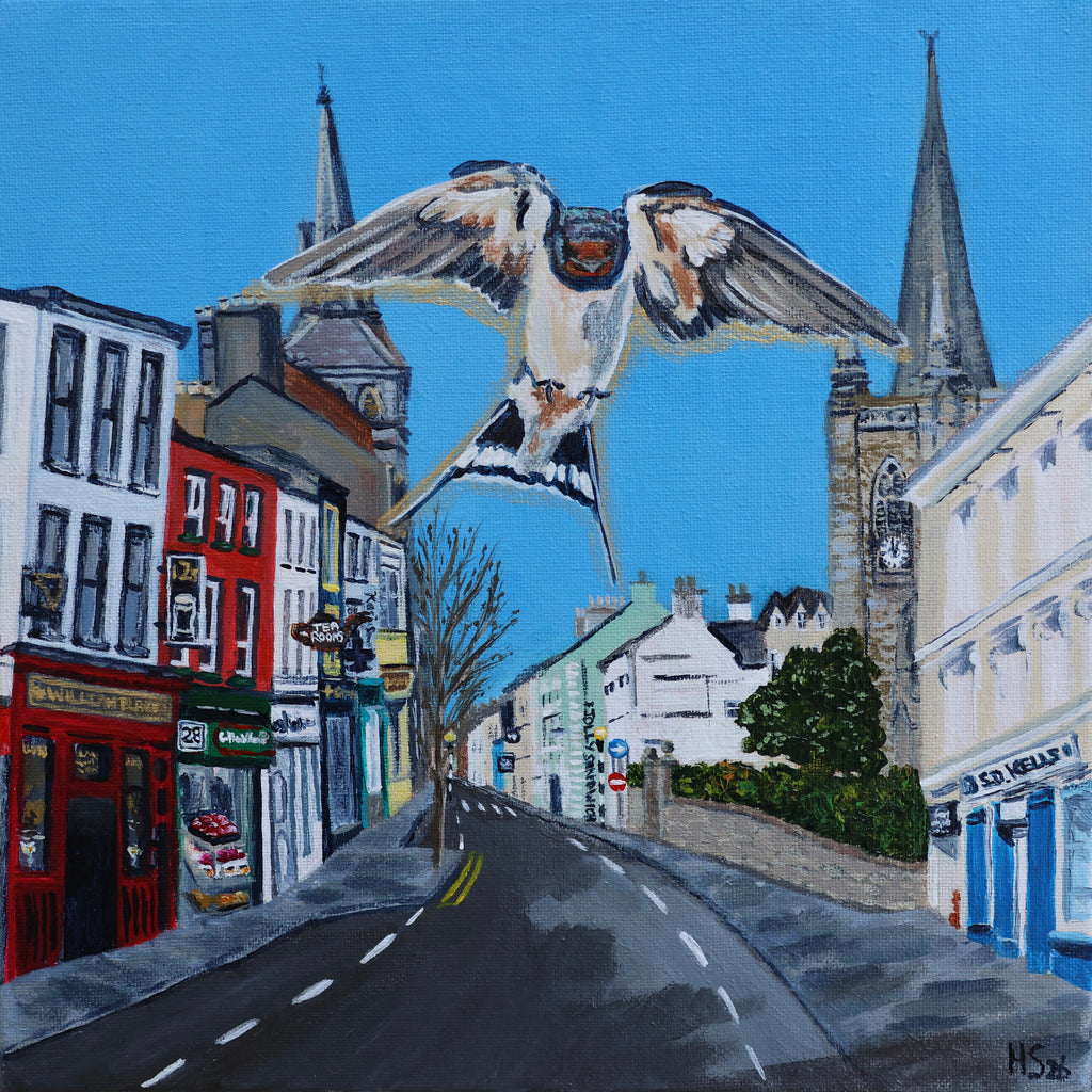 Enniskillen Church Street Swallow Hand Embellished Canvas Print