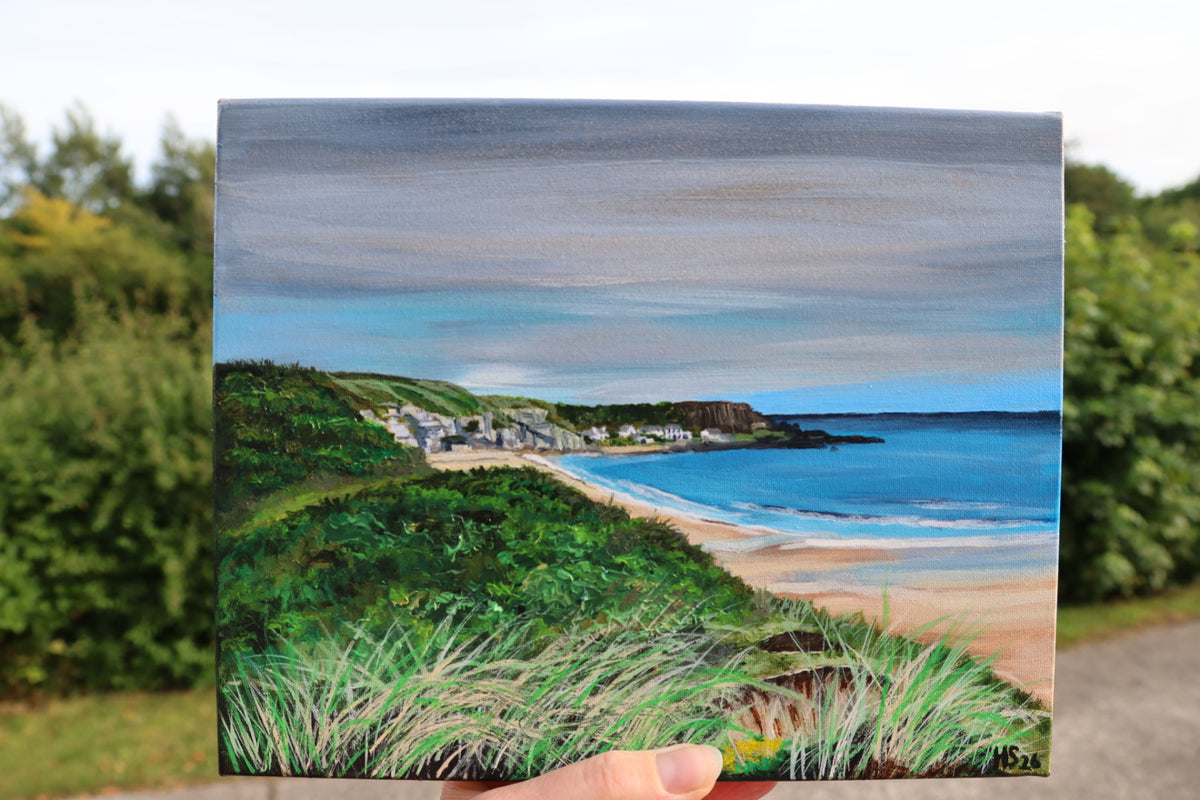 Original Irish Landscape Acrylic Painting – Portbradden Harbour Antrim Coast