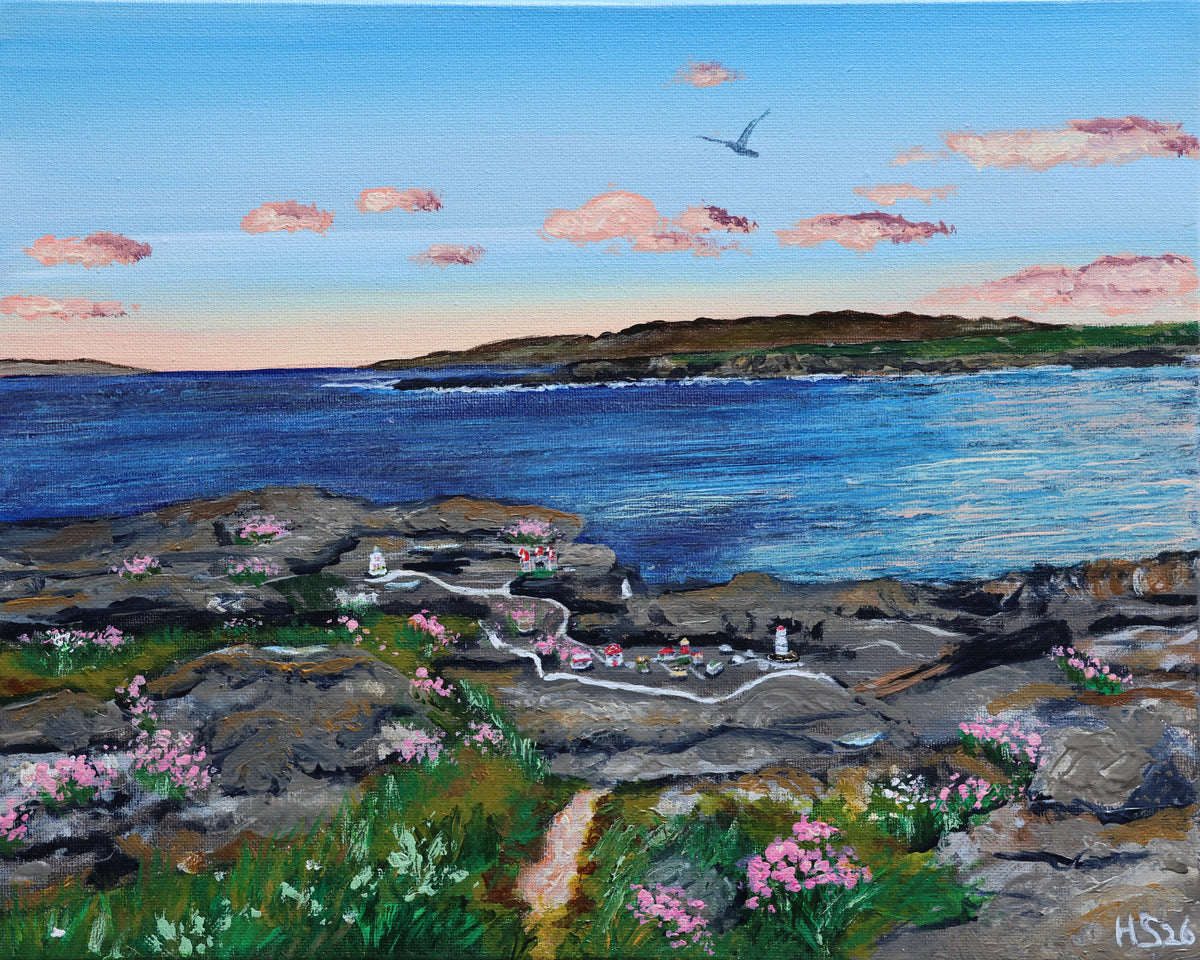 Original Irish Landscape Painting - Portnoo Harbour 'Sea Pinks Sunset'
