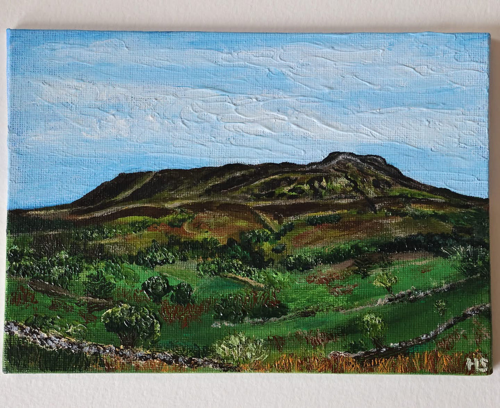 Original 7” x 5” acrylic painting “Cuilagh from Cavan Burren”
