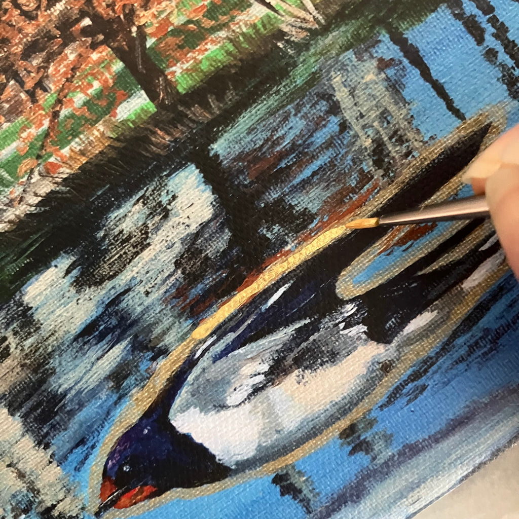 Enniskillen Lough Erne Swallow Hand Embellished Canvas Print