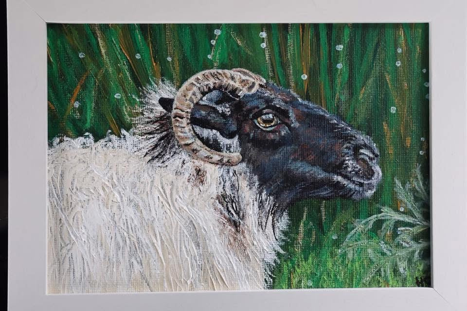 Original 7” x 5” Acrylic Painting “Fermanagh Ewe”