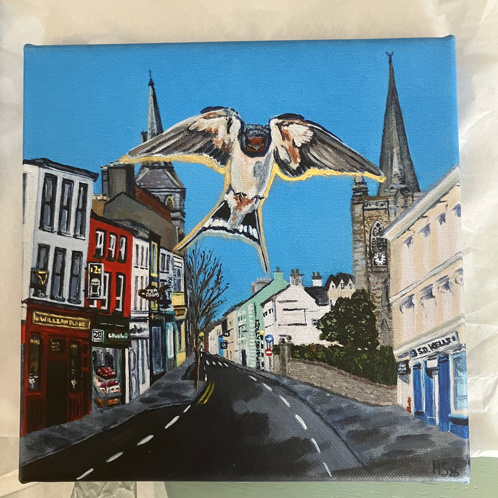 Enniskillen Church Street Swallow Hand Embellished Canvas Print