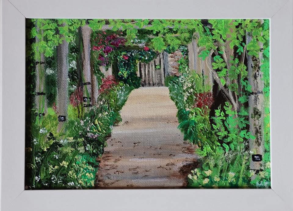 Original 7” x 5” Acrylic Painting “Florence Court Walled Garden”