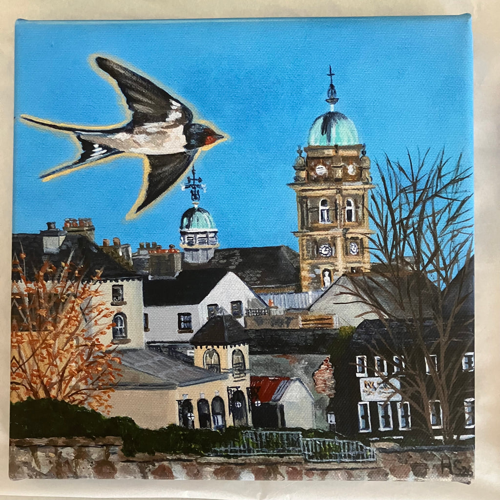 Enniskillen Town Hall Swallow Hand Embellished Canvas Print
