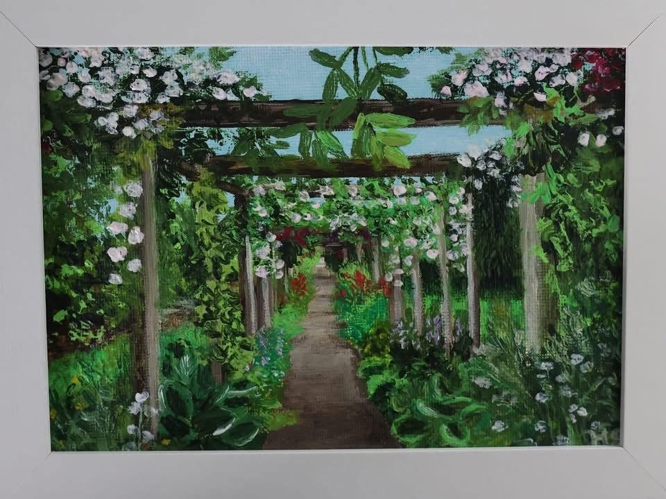 Original 7” x 5” Acrylic Painting “Walled Garden Path Florence Court”