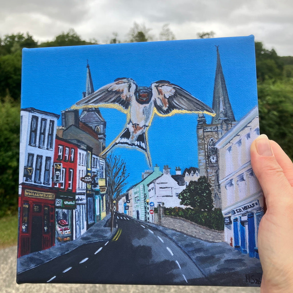 Enniskillen Church Street Swallow Hand Embellished Canvas Print
