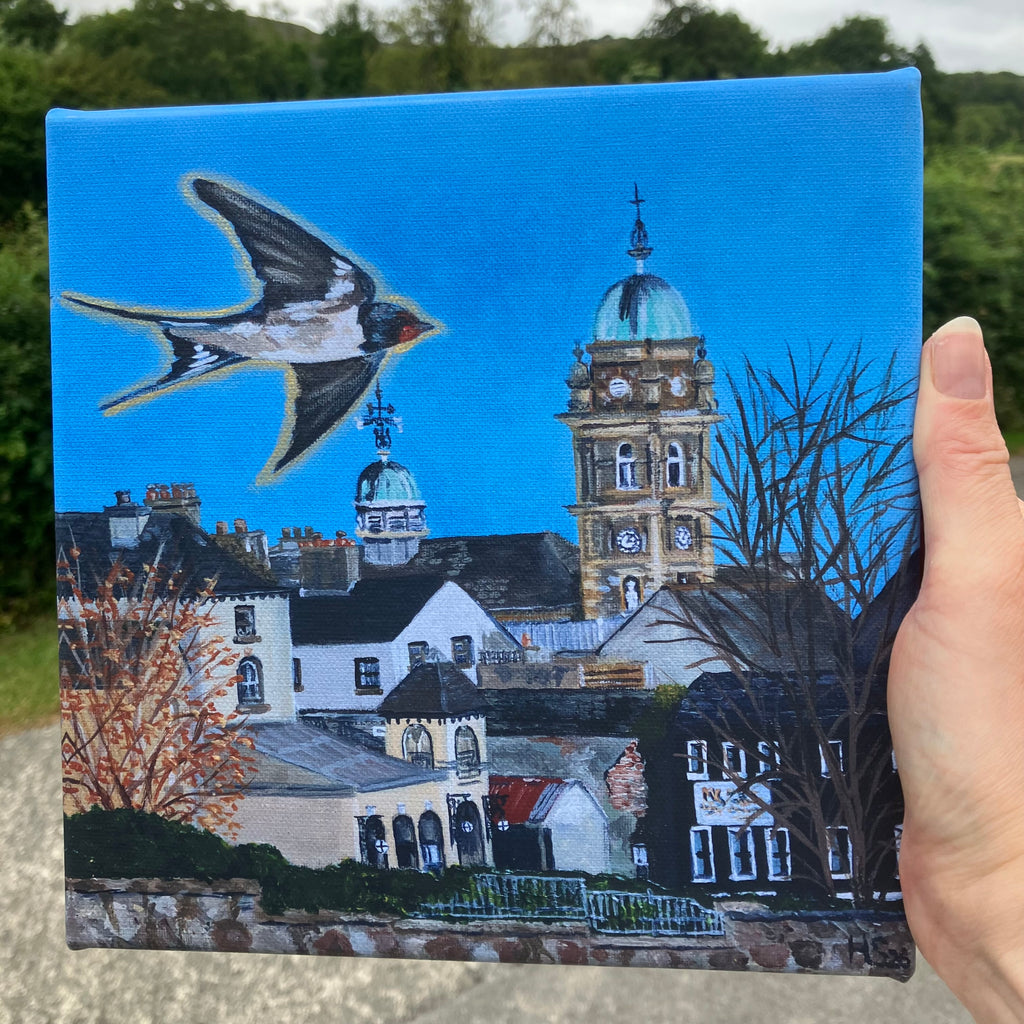 Enniskillen Town Hall Swallow Hand Embellished Canvas Print