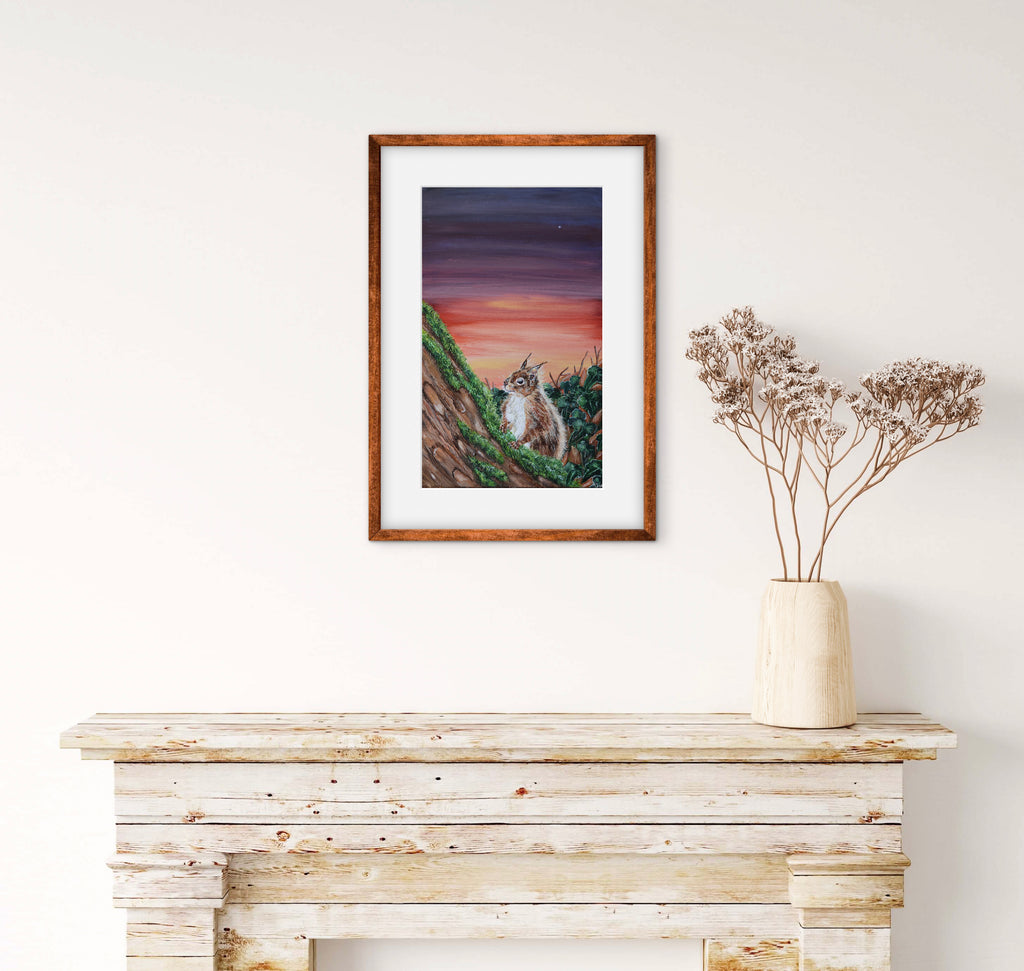 Limited Edition Giclee Print ‘Sunset Red Squirrel’