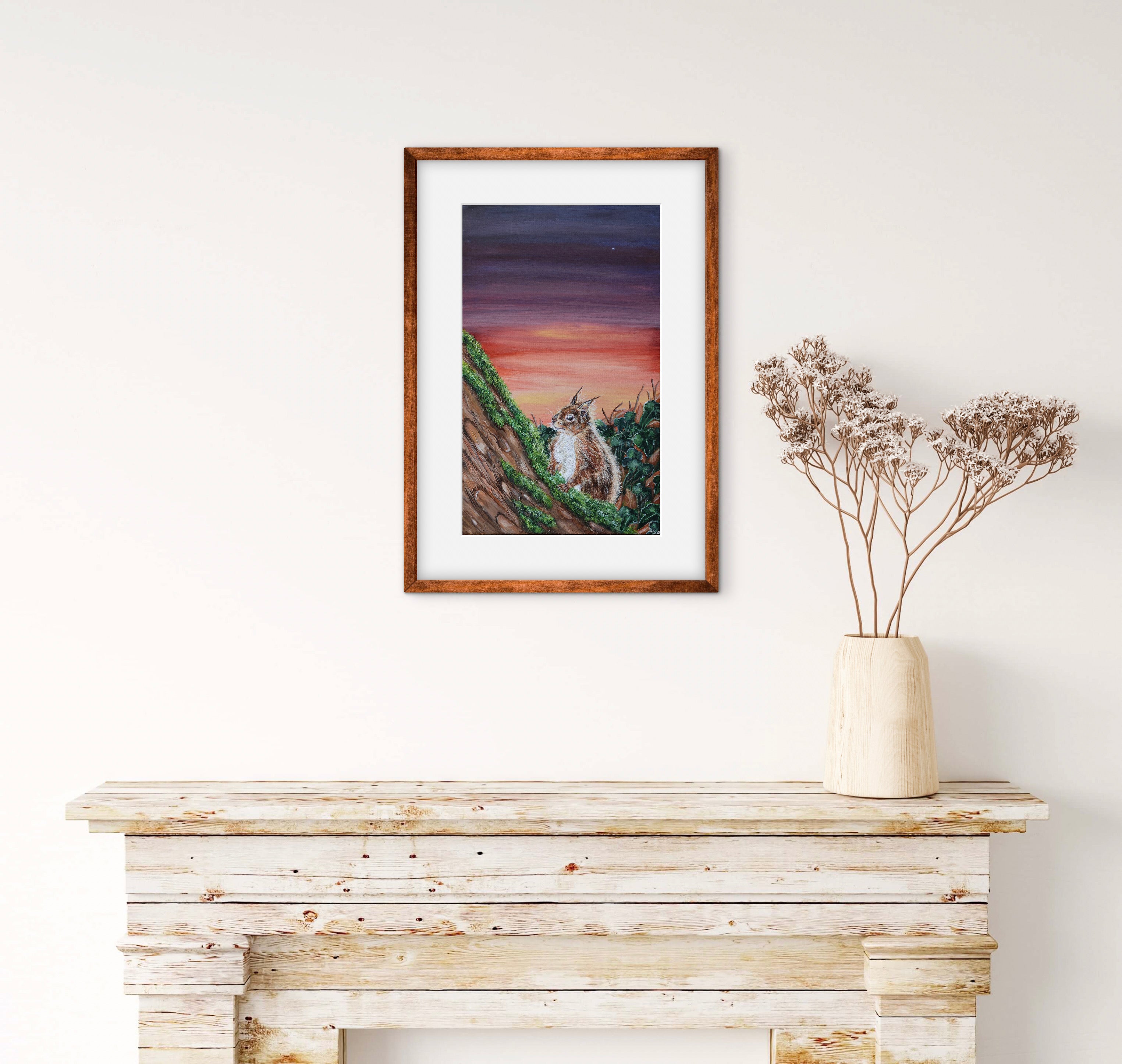 Limited Edition Giclee Print ‘Sunset Red Squirrel’