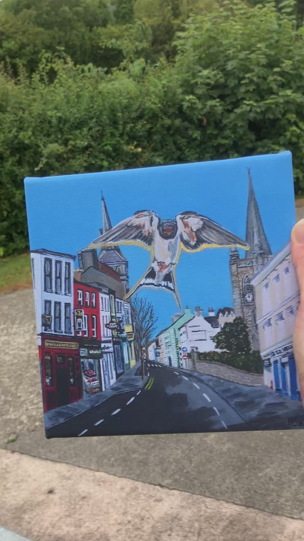 Enniskillen Church Street Swallow Hand Embellished Canvas Print