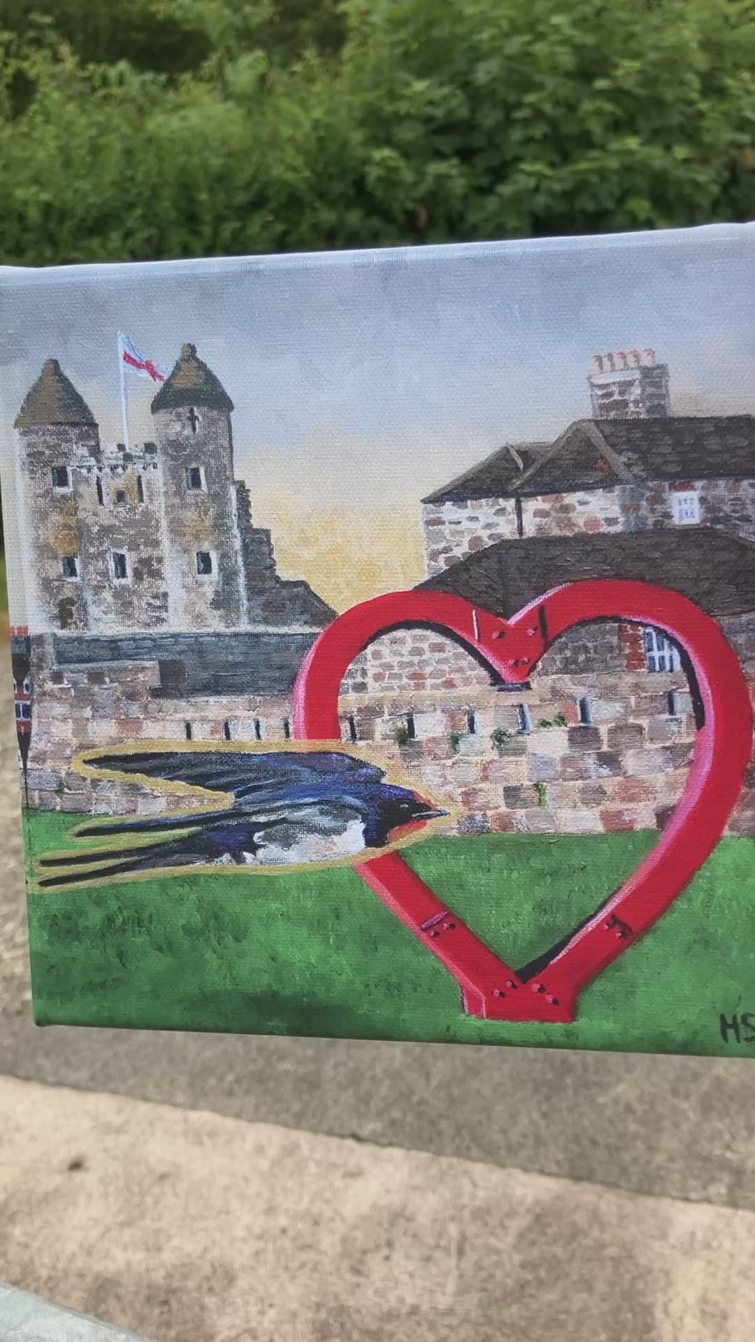 Enniskillen Castle and Heart Swallow Hand Embellished Canvas Print